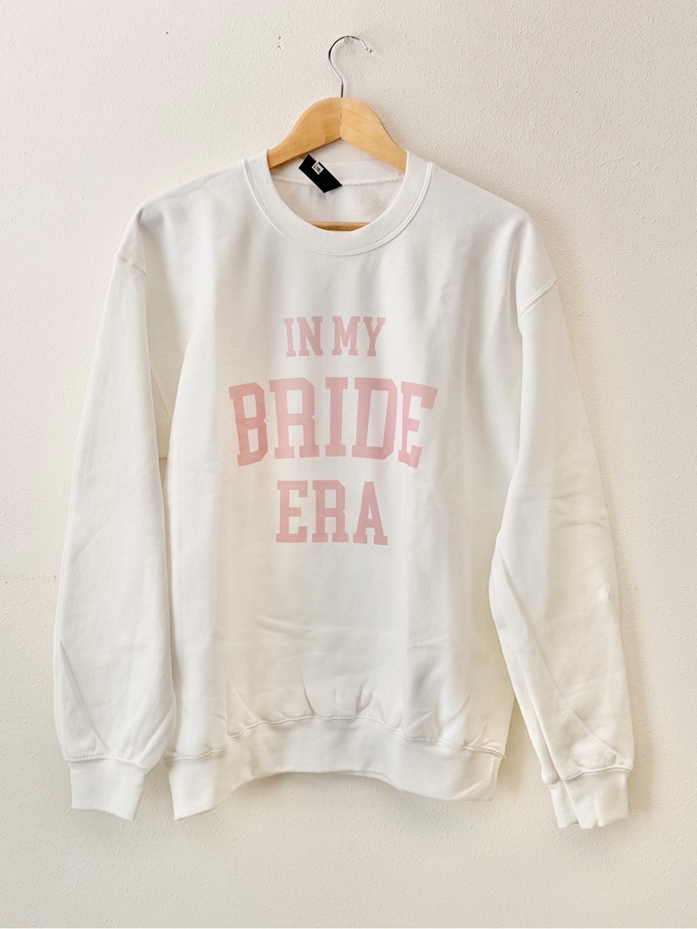 NEW Gildan White Crewneck Sweatshirt with Pale Pink "IN MY BRIDE ERA" Graphic